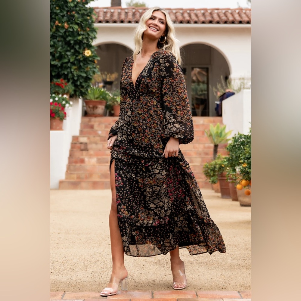Baltic Born Floral Maxi Dress - Black and Brown